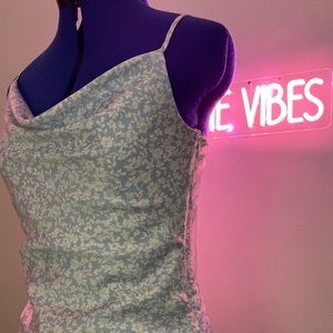 Garage Floral Ruched Satin Dress